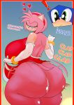  &lt;3 absurd_res amy_rose anthro ass_clapping big_breasts big_butt breasts butt clothed clothing clothing_lift dialogue dress dress_lift eulipotyphlan female hedgehog hi_res huge_breasts huge_butt mammal no_underwear sega sonic_the_hedgehog sonic_the_hedgehog_(series) thick_thighs xaveknyne 