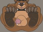  anthro anus aroused_smile bear belly bembosdoggo bodily_fluids brown_body brown_pawpads chubby_male claws clothing feet five_nights_at_freddy&#039;s flaccid foot_fetish foot_focus foreskin freddy_(fnaf) genital_fluids genitals hat headgear headwear hi_res looking_at_viewer male mammal necktie nude nude_anthro pawpads paws penis precum scottgames slightly_chubby smile solo toe_claws toes tongue tongue_out top_hat 