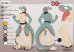  anthro belt big_breasts breasts butt claws countershading dinosaur featureless_breasts featureless_crotch female hand_on_hip ligerjazz macro model_sheet mostly_nude non-mammal_breasts ofelia_(neopuc) open_mouth reptile scalie solo thick_thighs toe_claws tongue 