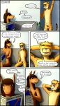  absurd_res anthro breasts casual_nudity cheetah comic confusedraven dialogue duo equid equine erection felid feline female genitals hi_res horse male mammal nude nudist parent_(lore) penis teenager young 