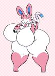  anthro big_breasts big_butt black_eyes breasts butt dewy-eyedboy disembodied_hand eeveelution female generation_6_pokemon huge_breasts huge_butt huge_thighs hyper hyper_breasts hyper_butt hyper_thighs nintendo nipples open_mouth pink_body poke_puff pokemon pokemon_(species) simple_eyes smile solo standing sylveon thick_thighs white_body 