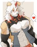  &lt;3 2023 abs ambiguous_gender anthro arknights blush canid canine canis domestic_dog duo fur hair hand_on_chest hi_res horn hung_(arknights) hypergryph male male/ambiguous mammal multicolored_body multicolored_fur multicolored_hair muscular muscular_anthro muscular_male orange_hair shirt_up studio_montagne takochinki tan_body tan_fur two_tone_body two_tone_fur two_tone_hair white_body white_fur white_hair 