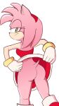  accessory amy_rose anthro boots bracelet butt clothed clothing clothing_lift dress dress_lift eulipotyphlan female footwear fur gloves green_eyes hair_accessory hairband handwear hedgehog hi_res jewelry looking_back mammal no_underwear pink_body pink_fur sega solo sonic_the_hedgehog_(series) whitesexybunny1 