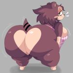  animal_crossing anthro apron apron_only big_breasts big_butt black_eyes bottomless breasts brown_hair butt clothed clothing eulipotyphlan female hair half-closed_eyes hedgehog hi_res huge_butt lewd_dorky looking_back mammal narrowed_eyes nintendo sable_able smile solo thick_thighs wide_hips 