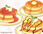  artist_name banana banana_slice butter chocolate_syrup emptycornet food food_focus fruit ice_cream leaf maple_syrup no_humans original pancake pancake_stack plate still_life strawberry strawberry_syrup 