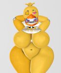  5:6 animatronic anthro avian beak belly bib_only big_breasts big_butt bird breasts butt chicken female five_nights_at_freddy&#039;s five_nights_at_freddy&#039;s_2 front_view galliform gallus_(genus) hi_res huge_breasts huge_butt looking_at_viewer machine magazine one_eye_closed phasianid robot scottgames smokedsoul35 solo standing thick_thighs wink wire withered_chica_(fnaf) 