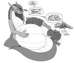  anthro anthro_pred apology ashe_(shyguy9) begging bloated burping dialogue digestion_noises digital_media_(artwork) dragon english_text female female_pred fin hair hand_on_own_belly hi_res holding_belly horn long_hair long_neck multiple_prey oral_vore semi-anthro shyguy9 speech_bubble tail_on_belly talking_to_prey text thick_thighs undercut unseen_character vore 