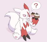  ambiguous_gender dessert doughnut feral fluffy fluffy_tail food fur generation_3_pokemon markings nintendo obese overweight pokemon pokemon_(species) red_markings solo tail white_body white_fur yellowhellion zangoose 