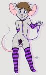  ansel anthro chastity_cage chastity_device clothed clothing crossdressing f0xb0y01 girly hi_res leash leash_and_collar looking_at_viewer male mammal mouse murid murine rodent solo 