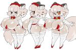  anthro big_breasts big_tail blush blush_lines breasts butt catmaid_(cibastion) cibastion domestic_cat eyes_closed felid feline felis female fur hair hi_res huge_breasts maid_headdress mammal one_eye_closed orange_eyes short_stack smile solo tail thick_thighs white_body white_fur white_hair wink 