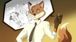  ambiguous_gender anthro beastars canid canine claws clothed clothing colored deer drawfee drawfee_(copyright) duo fan_character fluffy fluffy_tail fox fully_clothed fur hair hi_res humanoid_hands inner_ear_fluff karina_farek louis_(beastars) mammal necktie prick_ears shaded sharp_teeth smile tail teeth tuft 