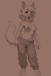  anthro azoomer biped breasts canid canine clothed clothing digital_media_(artwork) female hair mammal nipples solo topless 