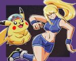  2020 alien ambiguous_gender blonde_hair breasts clothing crossover female footwear generation_1_pokemon group hair human light_body light_skin long_hair mammal metroid metroid_(species) nintendo open_mouth open_smile pikachu pokemon pokemon_(species) ponytail ratf samus_aran semi-anthro signature smile trio 