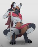  african_wild_dog anthro canid canine crouching drunkarcher female genitals hi_res hooped_earrings macro mammal pussy sang:_the_desert_blade sang_(sang:_the_desert_blade) solo 