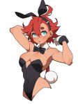  animal_ears armpits bare_shoulders blue_eyes blush bow bowtie breasts cleavage covered_navel cropped_legs dark_skin detached_collar earrings fake_animal_ears gloves gundam gundam_suisei_no_majo hanenosaki jewelry looking_at_viewer mole mole_on_breast open_mouth playboy_bunny rabbit_ears rabbit_tail red_hair short_hair simple_background suletta_mercury tail thick_eyebrows white_background white_gloves 