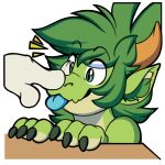  anthro basil_razhak_lenange basilthedragon blep boop cute_expression dragon male nose_boop smile solo sticker tongue tongue_out touching_face 