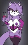  alcohol anthro armwear beverage big_breasts breasts clawed_fingers claws clothing container corset cup domestic_cat fan_character felid feline felis female fours_(artist) genitals goblet half-closed_eyes hi_res holding_goblet legwear lingerie lipstick looking_at_viewer makeup mammal marilyn_the_maine_coon narrowed_eyes non-sexual pussy sega solo sonic_the_hedgehog_(series) thigh_highs topwear wine 