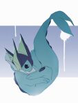  3:4 blue_body curled_up eeveelution feral fin generation_1_pokemon hi_res mane nintendo paws pokemon pokemon_(species) pose simple_background solo tail tail_fin umixign vaporeon 