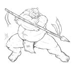  2023 anthro asian_clothing belly big_belly bodily_fluids clothing east_asian_clothing fundoshi hi_res japanese_clothing kemono male mammal navel overweight overweight_male pochizizi simple_background solo suid suina sus_(pig) sweat underwear white_background wild_boar 