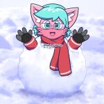  ambiguous_gender anthro clothing eyewear female glasses gloves handwear hi_res looking_at_viewer nano_(nanopone) scarf snow snowball solo winter workerq 