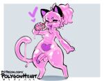  anthro balls domestic_cat felid feline felis genitals goo_creature looking_at_viewer male mammal monster_energy penis pink_body poly_(polygonheart) polygonheart solo 