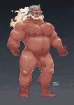  1boy absurdres arm_hair bara barbarian_(d&amp;d) beard body_hair chest_hair completely_nude dark-skinned_male dark_skin dungeons_and_dragons facial_hair fiery_hair flaccid girthy_penis goliath_(d&amp;d) gradient_hair hahasthund hairy highres large_pectorals leg_hair long_hair looking_at_viewer looking_to_the_side male_focus mature_male monk_(d&amp;d) multicolored_hair muscular muscular_male navel_hair nipples nude old old_man pectorals penis solo standing stomach thick_eyebrows thick_mustache thick_thighs thighs uncensored 