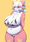  absurd_res anthro big_breasts bikini bovid breasts caprine cecily_lin cleavage clothed clothing female fur hi_res mammal multicolored_body multicolored_fur solo swimwear two_tone_body two_tone_fur 