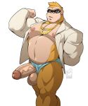  2023 anthro ape balls barazoku big_balls big_nipples big_penis blue_clothing blue_thong blue_underwear body_fur bouncer_kong chain clothed clothing clothing_aside donkey_kong_(series) erection exposed eyewear flexing flexing_arms flexing_bicep foreskin front_view genitals gold_(metal) gold_chain hand_behind_back haplorhine hi_res humanoid humanoid_genitalia humanoid_penis jacket jewelry looking_at_viewer male mammal mostly_nude musclegut muscular muscular_anthro muscular_arms muscular_legs muscular_male navel nelldemon nintendo nipples pecs penis pink_nipples poking_out primate retracted_foreskin shirt simple_background skimpy solo standing sunglasses thick_penis thong thong_aside thong_only topless topwear underwear underwear_aside underwear_only vein veiny_penis white_background white_clothing white_jacket white_topwear 