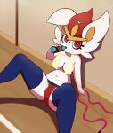  anthro cinderace clothed clothing convenient_censorship fantharubi female generation_8_pokemon hi_res looking_at_viewer nintendo panties pokemon pokemon_(species) sitting solo spread_legs spreading topless towel towel_around_neck underwear 