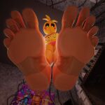 absurd_res animatronic anthro avian bib bird chicken feet female five_nights_at_freddy&#039;s five_nights_at_freddy&#039;s_2 foot_fetish foot_focus galliform gallus_(genus) hi_res humanoid looking_at_viewer looking_down low-angle_view machine phasianid rellth robot scottgames soles solo toes toy_chica_(fnaf) 