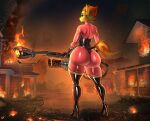  big_butt blonde_hair boots butt clothing equid equine fire flamethrower footwear friendship_is_magic hair hasbro hi_res high_heeled_boots high_heels looking_at_viewer mammal multicolored_hair my_little_pony orange_hair pyro_(team_fortress_2) ranged_weapon skinsuit skintight_suit spitfire_(mlp) tail tail_wraps team_fortress_2 thick_thighs tight_clothing town transfaled_(fwexz) two_tone_hair valve weapon wonderbolts_(mlp) wraps 