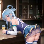  1girl absurdres ai-assisted aqua_(konosuba) ass blue_eyes blue_skirt highres kono_subarashii_sekai_ni_shukufuku_wo! non-web_source skirt solo 