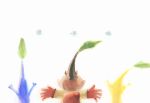  1boy absurdres alien backpack bad_end bag blue_pikmin blue_skin brown_hair check_commentary colored_skin commentary commentary_request from_behind gloves highres iat-418 leaf no_headwear olimar olimin outstretched_arms pikmin_(creature) pikmin_(series) pikmin_1 pointy_ears red_bag red_gloves short_hair spacesuit translation_request upper_body very_short_hair white_background yellow_pikmin yellow_skin 