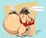  2023 anthro balancing bald belly beverage big_breasts big_butt big_pussy body_hair bottomless breasts burger butt butt_hair canid canine canis clothed clothing colored dialogue digital_drawing_(artwork) digital_media_(artwork) domestic_dog elderly_anthro elderly_female english_text erect_nipples erect_nipples_under_clothes eyeshadow female food genitals gesture hair hairy headlights hi_res huge_butt hyper hyper_butt hyper_genitalia hyper_pussy jodero looking_at_viewer makeup mammal mary_mabuff mature_anthro mature_female molosser navel nipples nude old pale_skin partially_clothed pointing pointing_at_self pug pussy saggy_pussy shaded signature simple_background skimpy small_molosser smile solo speech_bubble text thick_thighs toony topwear toy_dog wide_hips 