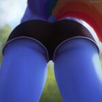  anthro anthrofied bottomwear butt clothed clothing equid equine female friendship_is_magic hasbro hi_res irisarco mammal my_little_pony rainbow_dash_(mlp) rear_view shorts solo tail tail_aside 