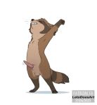  anthro balls erection eyes_closed genitals letodoesart male mammal penis procyonid raccoon rico_(letodoesart) solo stretching 