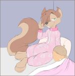 anthro chestnut clothing diaper diaper_under_clothing food fruit hi_res male mammal nut_(fruit) pajamas plant plushie rodent sciurid solo tree_squirrel zenfetcher 