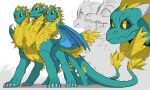  2_tails 3_heads 6_feet animal_related aseysh dragon fantasy feathers feral fluffy furry hi_res horn hydra invalid_tag male multi_head multi_tail shot_(disambiguation) sketch solo spikes standing tail wings 
