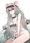  4girls absurdres aged_up animal_ears ass between_legs blush_stickers bottomless breasts brown_eyes clothes_writing commentary english_commentary english_text g11_(girls&#039;_frontline) girls&#039;_frontline grey_hair hair_between_eyes hand_between_legs highres hk416_(girls&#039;_frontline) large_breasts longship looking_at_viewer mini_person minigirl mouse_ears multiple_girls notched_ear official_alternate_costume open_mouth senpaihawkkun shirt simple_background sitting sleeveless sleeveless_shirt torn_clothes torn_shirt ump45_(agent_lop_rabbit)_(girls&#039;_frontline) ump45_(girls&#039;_frontline) ump9_(girls&#039;_frontline) ump9_(shiba_investigator)_(girls&#039;_frontline) white_background white_shirt 