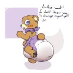  ambiguous_gender anthro bandanna bear bezel_(boredomwithfriends) big_diaper blush boredomwithfriends brown_body brown_fur clothed clothing cotton_tail diaper diaper_fetish diaper_only english_text feces fur hi_res kerchief mammal messing_diaper messy_diaper open_mouth pooping purple_bandanna purple_diaper purple_eyes purple_kerchief raised_leg simple_background soiled_diaper soiling soiling_diaper solo stink_fumes stink_lines teeth text tongue topless used_diaper white_diaper worried 