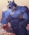  abs anthro big_muscles big_pecs big_penis blue_body blue_fur blush bodily_fluids butt canid canine canis censor_bar censored chest_tuft cum cum_drip cum_on_butt cum_on_penis dripping duo ejaculation erection fur genital_fluids genitals hair hayatohalada hi_res human human_on_anthro interspecies larger_anthro larger_male licking licking_lips lifewonders male male/male mammal multicolored_body multicolored_fur muscular musk nipples nude one_eye_closed pecs penis sex size_difference smaller_human smaller_male sweat tindalos_(tas) tokyo_afterschool_summoners tongue tongue_out tuft white_body white_fur white_hair wolf 