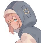  1boy blonde_hair blue_eyes bridget_(guilty_gear) guilty_gear guilty_gear_strive habit highres hood hood_up hooded_jacket jacket looking_at_viewer male_focus medium_hair otoko_no_ko simple_background tears upper_body white_background yeji36 