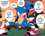  abdominal_bulge anal anal_penetration anthro anthro_on_anthro anthro_penetrated anthro_penetrating anthro_penetrating_anthro biped black_body blue_body blush detailed_background dialogue duo english_text erection eulipotyphlan genitals green_eyes hedgehog hi_res kuruko male male/male male_penetrated male_penetrating male_penetrating_male mammal open_mouth penetration penis red_eyes sega sex shadow_the_hedgehog sonic_the_hedgehog sonic_the_hedgehog_(series) speech_bubble text 