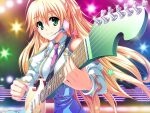  1girl akaza blonde_hair green_eyes guitar henshin! henshin!!!_~pantsu_ni_natte_kunkun_peropero~ instrument long_hair merakawa_yuzu smile 