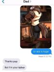  absurd_res canid canine canis clothed clothing coach_dale fully_clothed hi_res incest_(lore) male male_anthro mammal solo text_message texting_ui thekinkybear wolf 