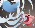  :o bird blue_eyes blush_stickers commentary_request crossover full_body grey_background highres kirby kirby_(series) no_humans open_mouth tokkakyou twitter twitter_bird twitter_logo 