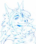  anthro blue_ink blue_line_art braided_hair chest_tuft ear_piercing eyebrows ezekiel(huf13) generation_4_pokemon hair hi_res line_art lucario male nintendo piercing pokemon pokemon_(species) rinkusu69 smile smiling_at_viewer solo tuft 