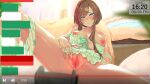  1girl asmr bed binaural_microphone blue_eyes blush breasts brown_hair camisole censored fake_video female_masturbation hair_ornament hcz_n jewelry kurusu_natsume livestream masturbation medium_breasts microphone mosaic_censoring multicolored_hair nail_polish nijisanji nipples off_shoulder panties panties_around_one_leg pendant pillow pink_nails pussy red_hair sheep_hair_ornament solo strap_slip streaked_hair underwear virtual_youtuber 