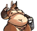  2023 5_fingers aki_(aki_maned_wolf) aki_maned_wolf anthro bag balls belly biped canid canine chubby_cheeks deep_navel fingers fur genitals holding_bag inner_ear_fluff love_handles male mammal maned_wolf navel nipples open_mouth overweight overweight_male penis solo tan_body tan_fur tuft 
