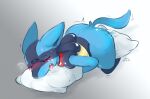  ambiguous_gender anthro aroused aroused_face blue_body blue_markings blush bodily_fluids canid canine collar dated discocci eyes_closed generation_4_pokemon gradient_background grinding hi_res humping lucario mammal markings masturbation multicolored_body nintendo number open_mouth pillow pillow_hug pillow_humping pink_tongue pokemon pokemon_(species) red_collar saliva signature simple_background solo sweat tan_body tears text tongue two_tone_body white_pillow 
